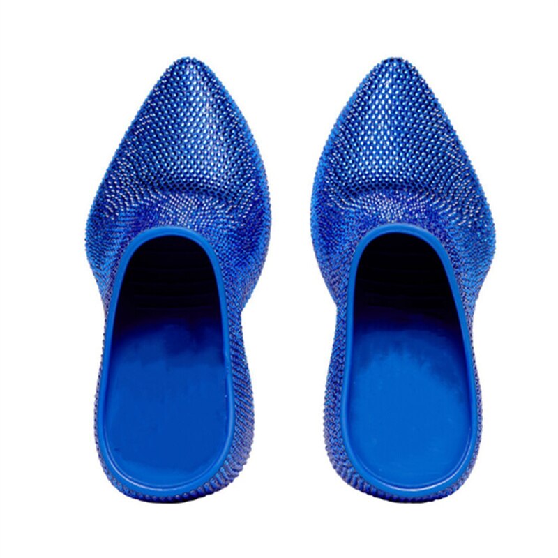 Stylish Crystal Half Slippers For Women Platform Shoes Luxury Designer Shoes Closed Toe Casual Elegant Ladies Mules Shoes