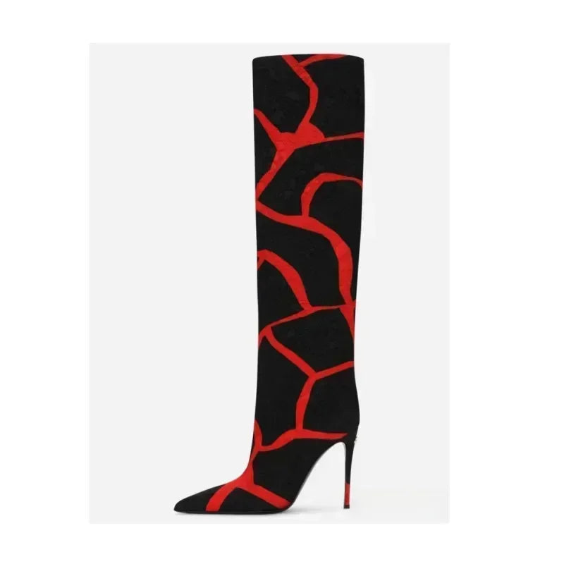Autumn Winter New Fashion Classic Minimalist Style Design Knee Boots for Women Pointed Toe High Heels Big Size Shoes