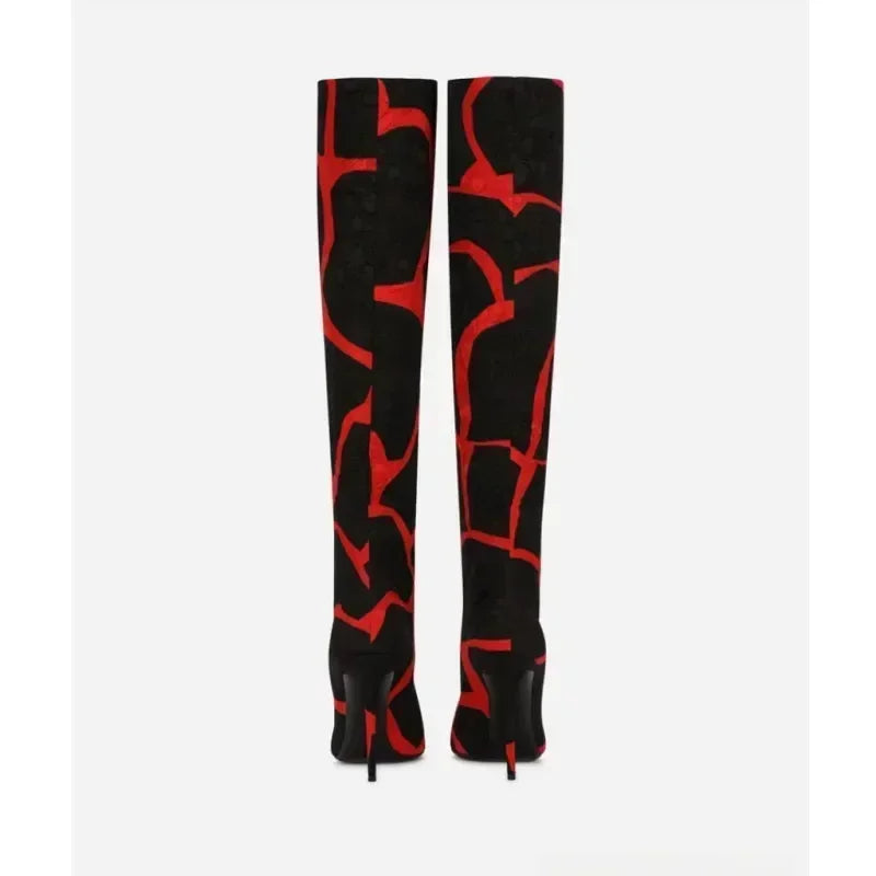 Autumn Winter New Fashion Classic Minimalist Style Design Knee Boots for Women Pointed Toe High Heels Big Size Shoes