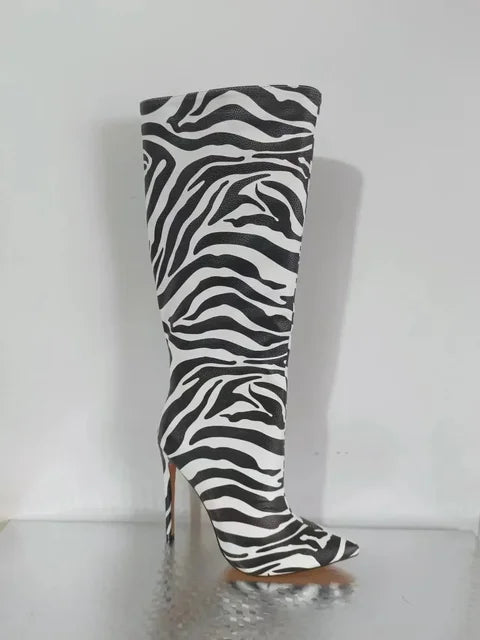 Autumn Winter New Fashion Classic Minimalist Style Design Knee Boots for Women Pointed Toe High Heels Big Size Shoes
