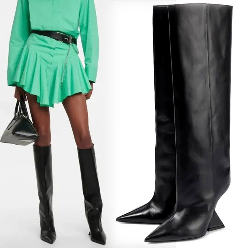Women Knee High Boots Sexy Pointed Toe Warm Autumn Winter Long Shoes Woman Party Boots