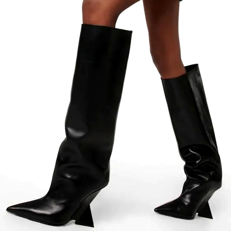 Women Knee High Boots Sexy Pointed Toe Warm Autumn Winter Long Shoes Woman Party Boots