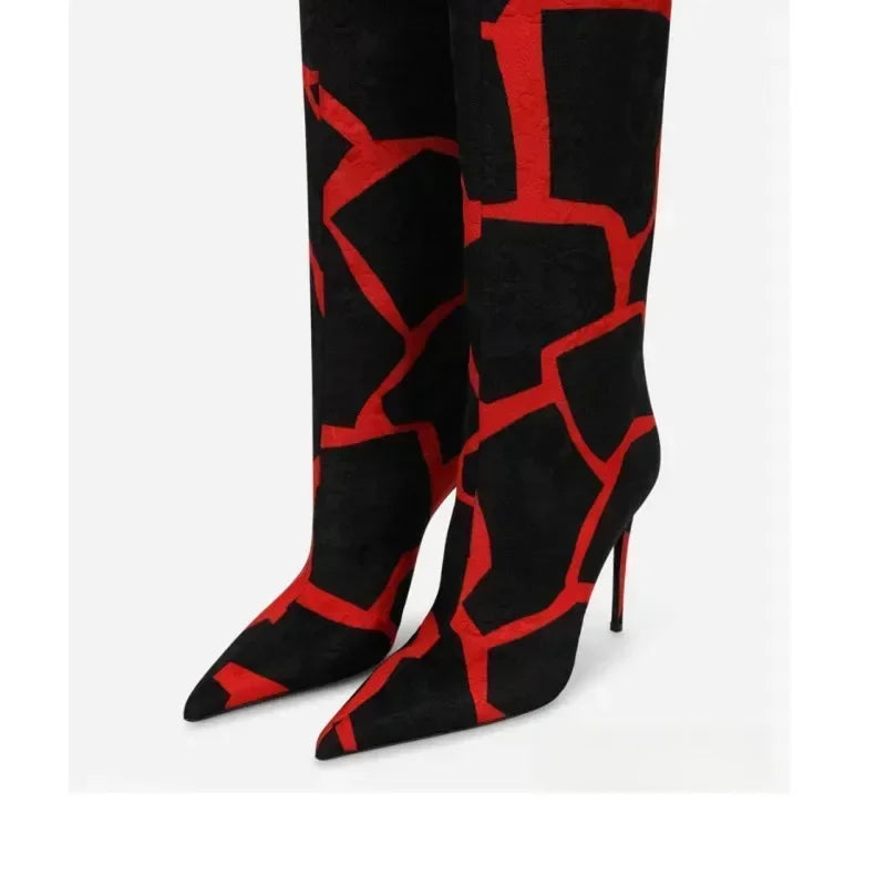 Autumn Winter New Fashion Classic Minimalist Style Design Knee Boots for Women Pointed Toe High Heels Big Size Shoes