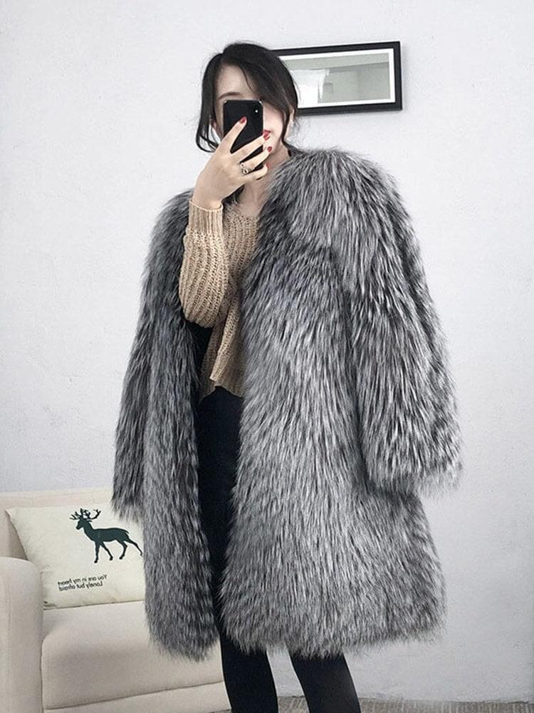 Autumn And Winter New Medium-Length Fox Fur Imitation Fur Coat Female Whole Leather Korean Version Of The Slim Coat Fashion Warm