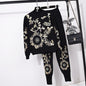 Autumn Women Set Embroidery Sweater Knitted Pencil Pants Two Piece Outfits Female Casual White Pullover Tops Knit Trousers 2pc