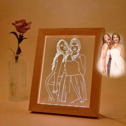 Personalized Custom Wooden Photo Frame Photo Text Customized USB LED 3D Lamp Bedroom Night Light Wedding Anniversary Birthday Gift