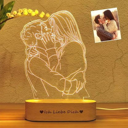 Personalized Custom Wooden Photo Frame Photo Text Customized USB LED 3D Lamp Bedroom Night Light Wedding Anniversary Birthday Gift