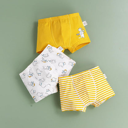 3 pieces Children's underwear boys cotton elastic four-pointed children shorts