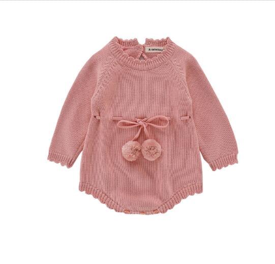 Autumn Baby Knitted Rompers Sweater Baby Girl Long-sleeve Knitted Overalls Infant Girl Princess Cotton Clothes Baby Girl Romper