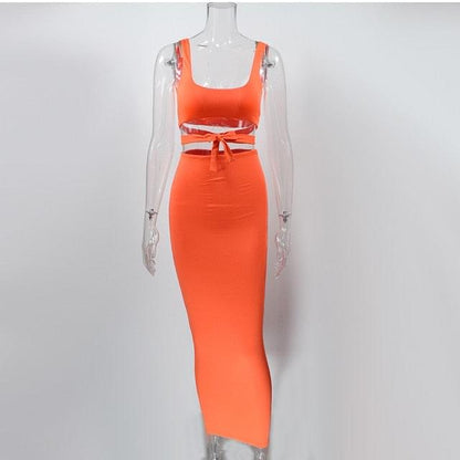 Autumn Dress Set Bandage Long Bodycon Dress