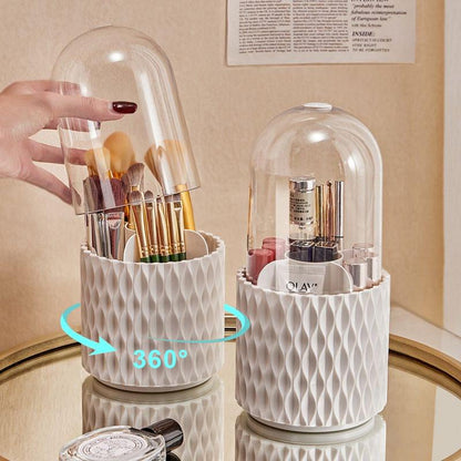 360 Rotating Large Capacity Transparent Makeup Brush Storage Pen Holder Acrylic Dust With Lid Desktop Cosmetic Storage Bo