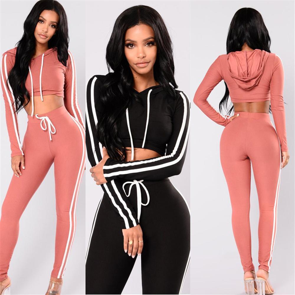 Autumn And Winter pink women tracksuit Sexy Exercise 2 piece woman set Ladies New Style pink women sweat suits