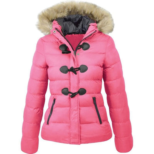 Autumn And Winter Cotton Clothing Women Short Hat Warm Coat Horn Button Decoration Women Cotton