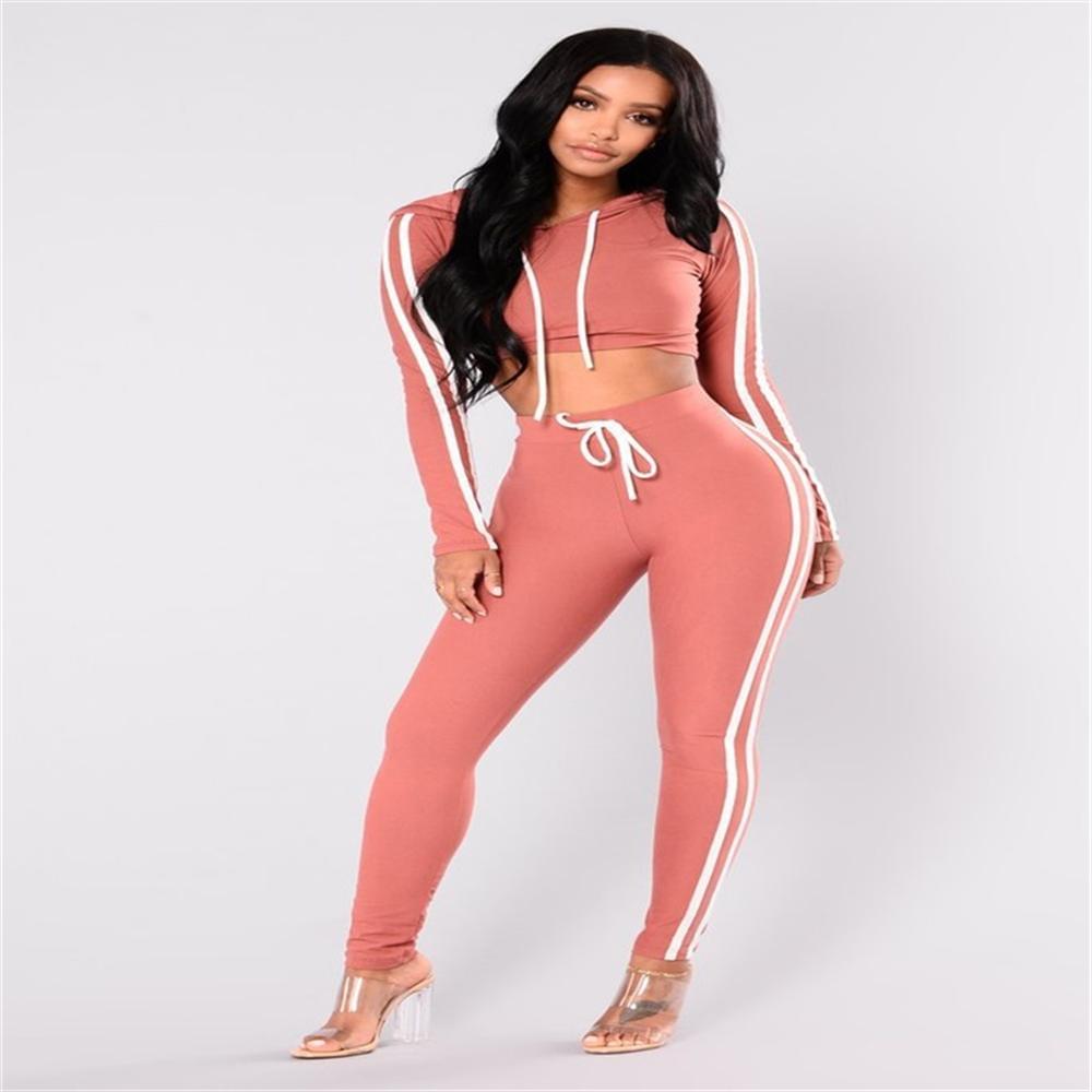 Autumn And Winter pink women tracksuit Sexy Exercise 2 piece woman set Ladies New Style pink women sweat suits