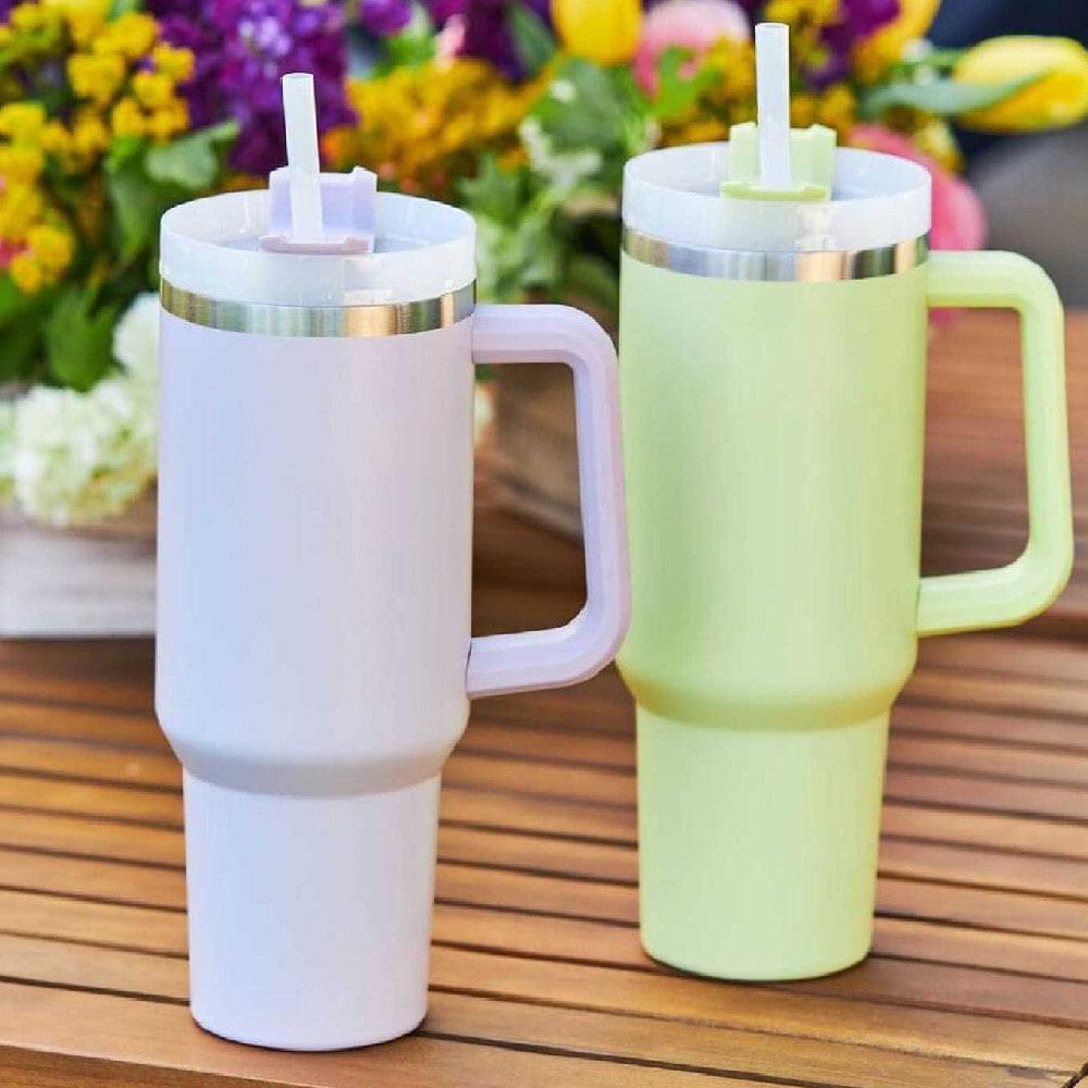 40oz Straw Coffee Insulation Cup With Handle Portable Car Stainless Steel Water Bottle Large Capacity Travel BPA Free Thermal Mug