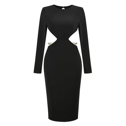 Autumn And Winter New Women's Fashion Long Sleeved Sexy Backless Slim Temperament Dress