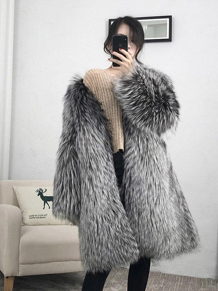 Autumn And Winter New Medium-Length Fox Fur Imitation Fur Coat Female Whole Leather Korean Version Of The Slim Coat Fashion WarmAutumn And Winter New Medium-Length Fox Fur Imitation Fur Coat Female Whole Leather Korean Version Of The Slim Coat Fashion Warm