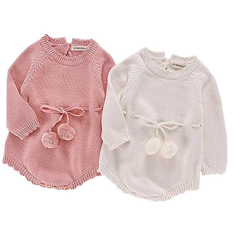 Autumn Baby Knitted Rompers Sweater Baby Girl Long-sleeve Knitted Overalls Infant Girl Princess Cotton Clothes Baby Girl Romper