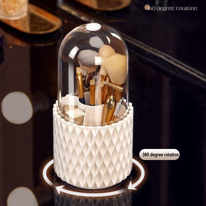 360 Rotating Large Capacity Transparent Makeup Brush Storage Pen Holder Acrylic Dust With Lid Desktop Cosmetic Storage Bo