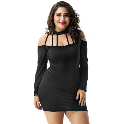 Autumn Woman Dress Full Sleeve Above Knee Length Black Sexy Dress Off the Shoulder Dress