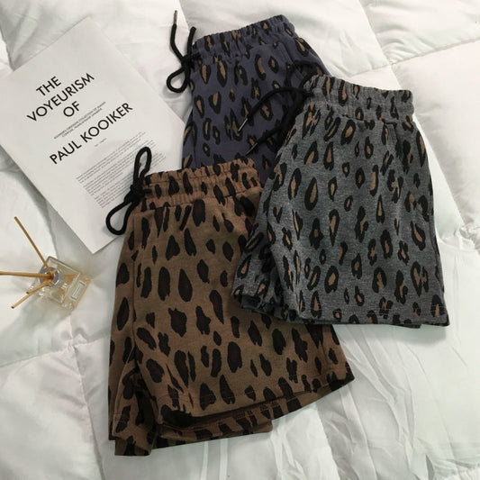 "Women's High Waist Leopard Print Loose Fit Wide Leg Shorts - Perfect for Spring and Summer Outdoor Wear"