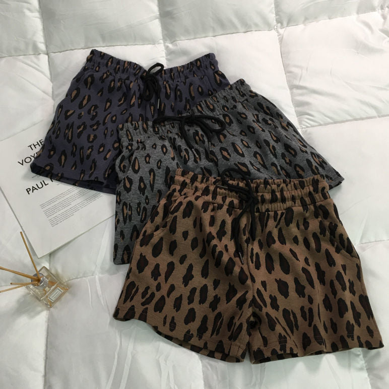 "Women's High Waist Leopard Print Loose Fit Wide Leg Shorts - Perfect for Spring and Summer Outdoor Wear"