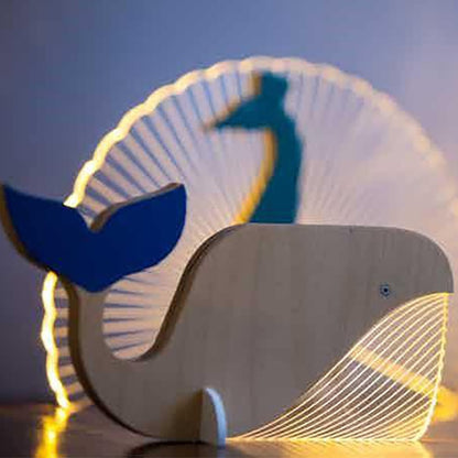 Animals LED Night Light Wood Acrylic Table USB Lights Decorate For Children Baby Kids Bedside Lamp Pelican Sirius Whale Toucan