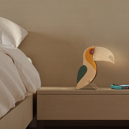 Animals LED Night Light Wood Acrylic Table USB Lights Decorate For Children Baby Kids Bedside Lamp Pelican Sirius Whale Toucan