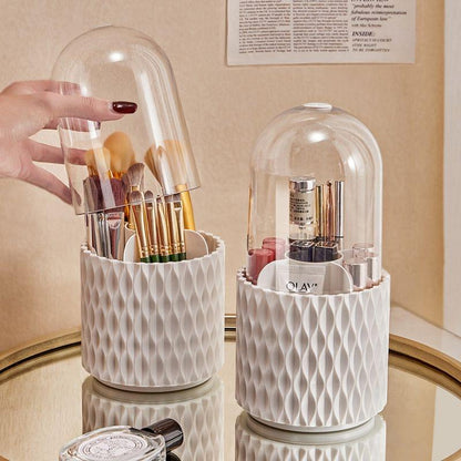 360 Rotating Large Capacity Transparent Makeup Brush Storage Pen Holder Acrylic Dust With Lid Desktop Cosmetic Storage Bo