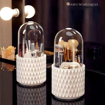 360 Rotating Large Capacity Transparent Makeup Brush Storage Pen Holder Acrylic Dust With Lid Desktop Cosmetic Storage Bo